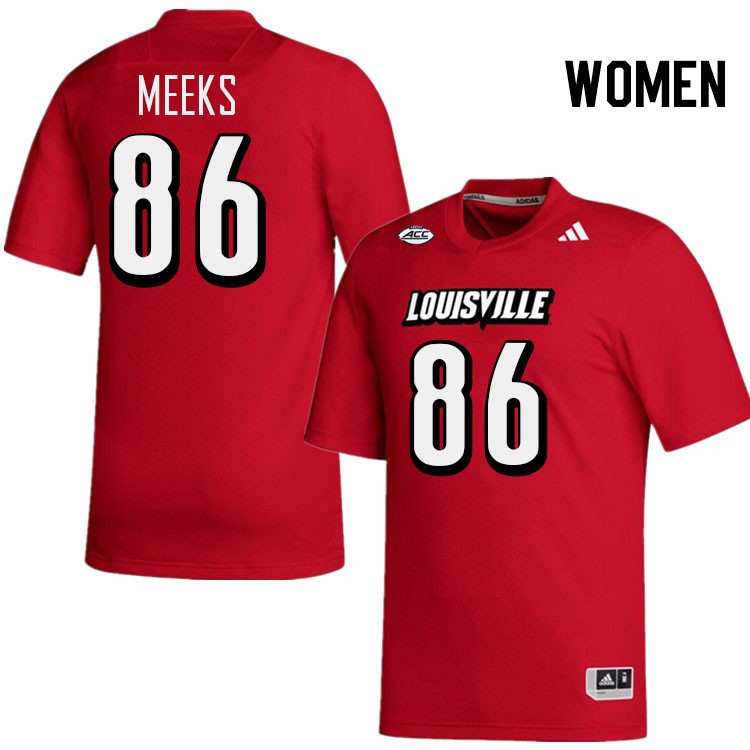 Women #86 Antonio Meeks Louisville Cardinals College Football Jerseys Stitched-Red